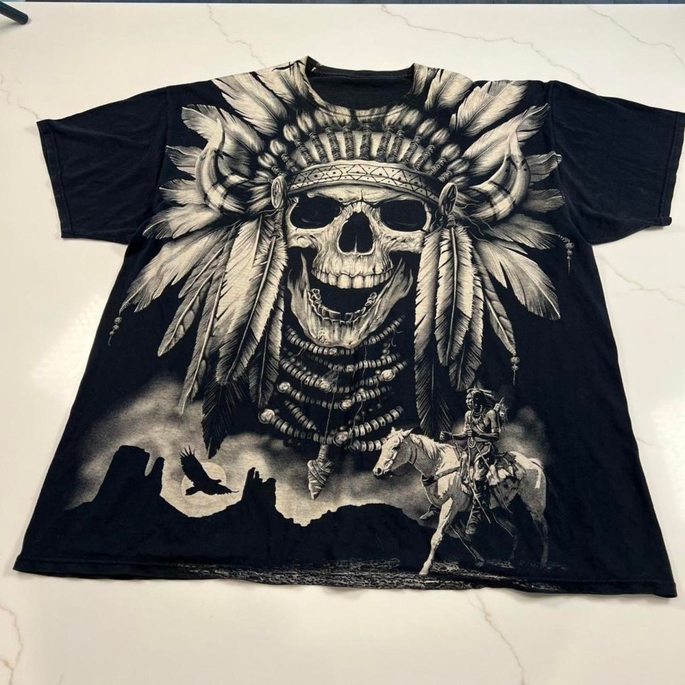 Vintage all overβ print skull Skelton graphic tee shirt